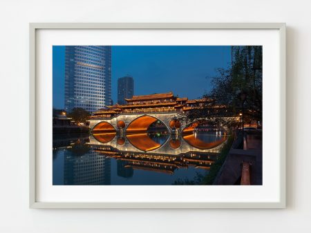 Chengdu Bridge Reflection on River | Wall Art Online Hot Sale