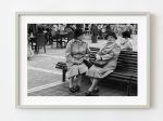 Romanian ladies sitting on a bench | Wall Art Online now