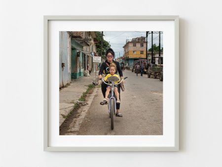 Woman and her daughter bike riding in Santa Marta Cuba | Wall Art Supply