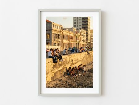 Young kids enjoying the sunset over the harbor | Wall Art For Cheap